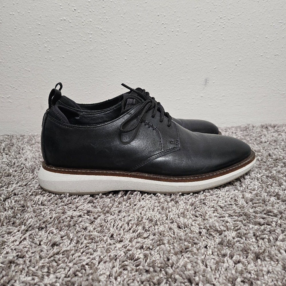 Clarks Collection Mens US7 Black Leather Oxford Derby Comfort Casual Dress Shoes